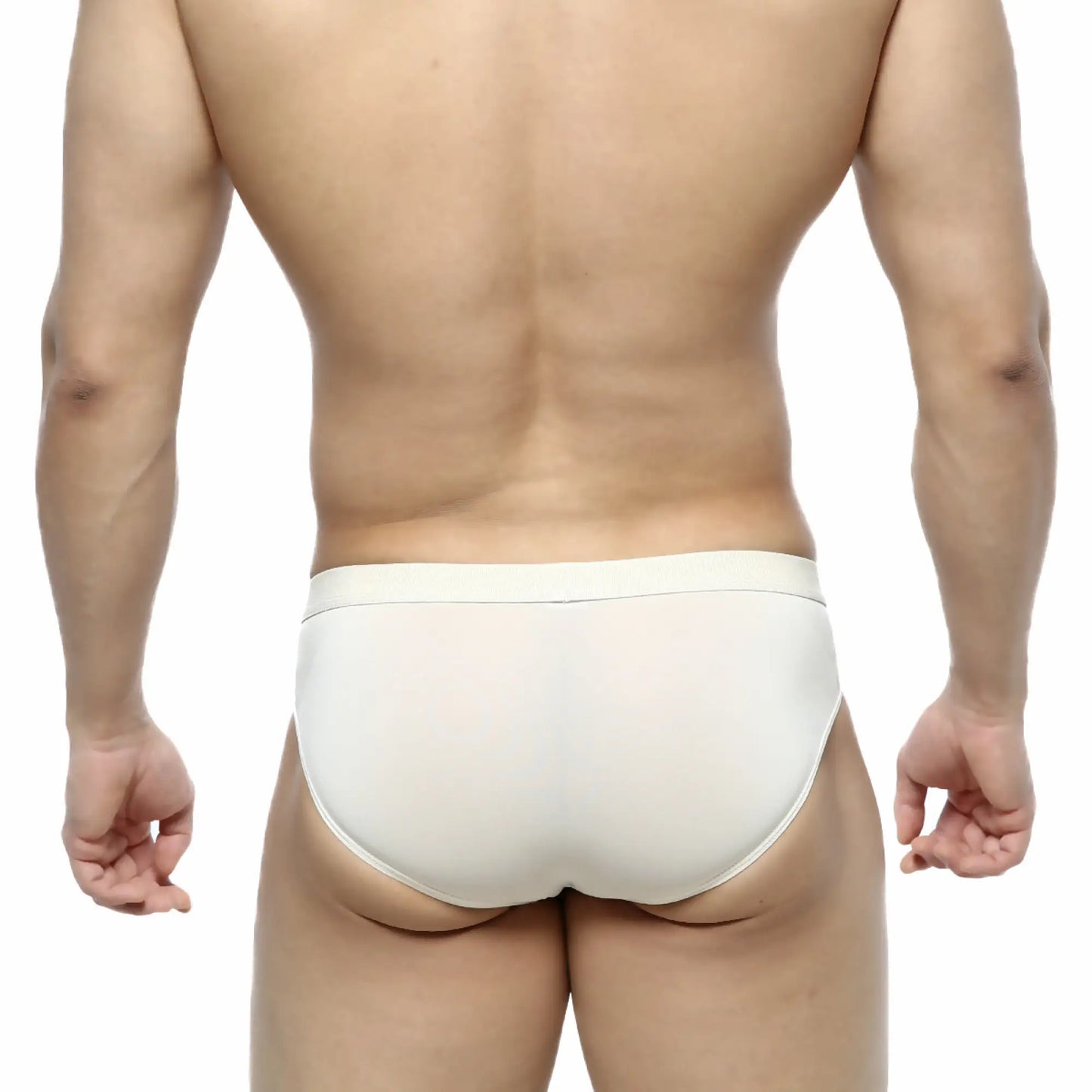 White seamless metroamalewear lupin bikini briefs with smooth form-fitting design for comfortable wear
