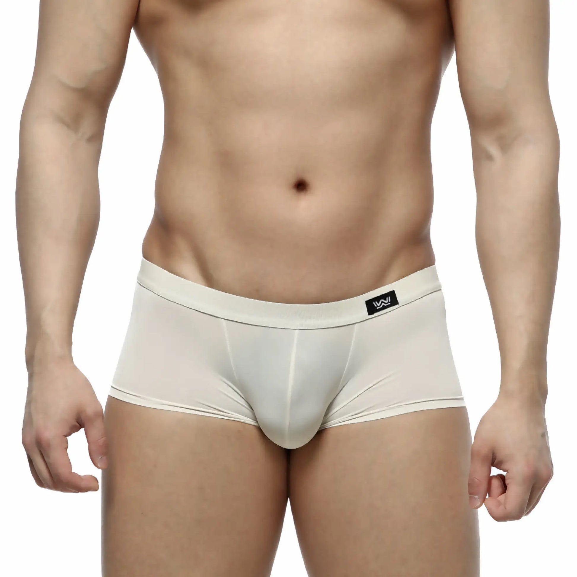 MetroMaleWear Lupin trunk 2026-05 cream form-fitting men briefs with smooth stretchy fabric and black logo waistband patch