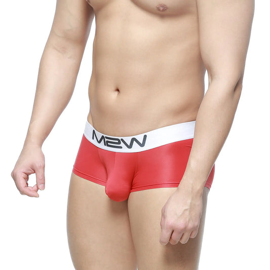 Red m2w men’s briefs with a white waistband featuring black lettering from MetroMaleWear m2w max boxer 3013-12