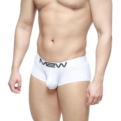 White m2w men’s briefs with black logo waistband metro male wear m2w max boxer white 3013-03 front view