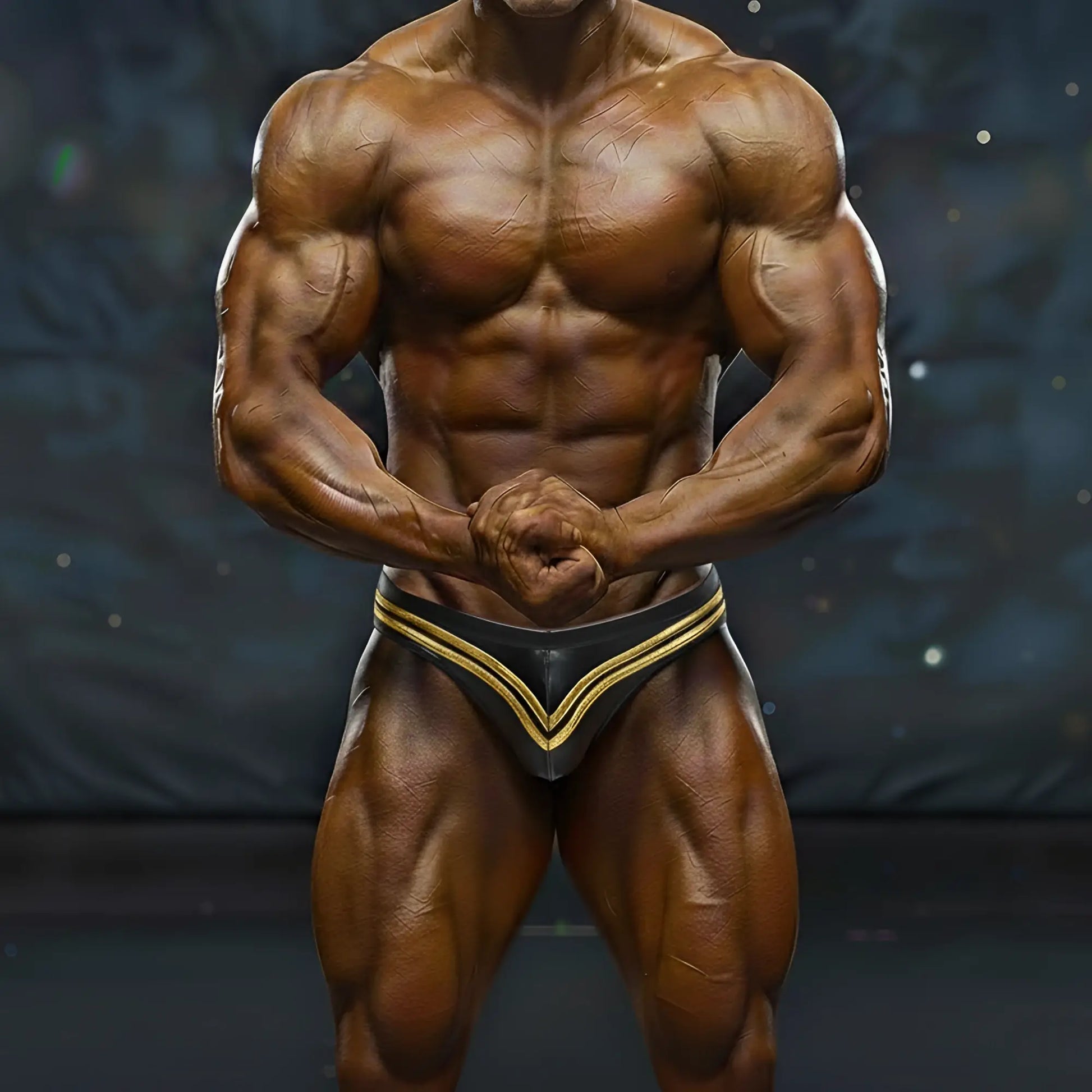 Black and gold athletic briefs with v-shaped design from MetroMaleWear MetroMuscleWear Ajax Competition Suit gold 4974-47