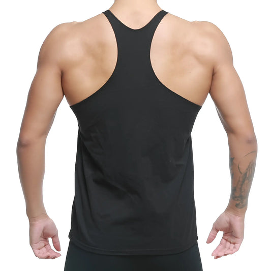 Black metro musclwear racerback tank top with sleek form-fitting design for gym workouts M1027-20