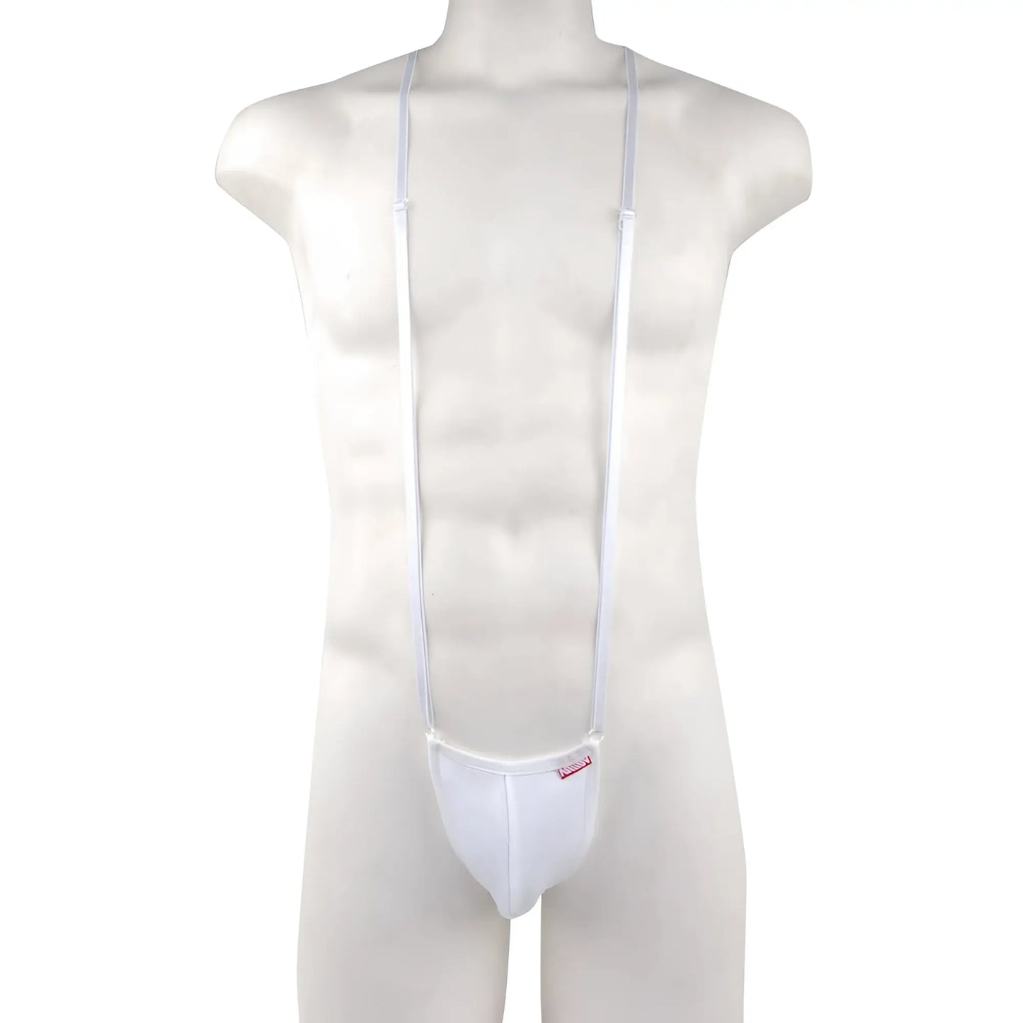White nylon suspenders with matching pouch from metromalewear miami bodysuit white 0008-00 product image