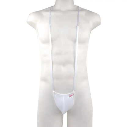 White nylon suspenders with matching pouch from metromalewear miami bodysuit white 0008-00 product image