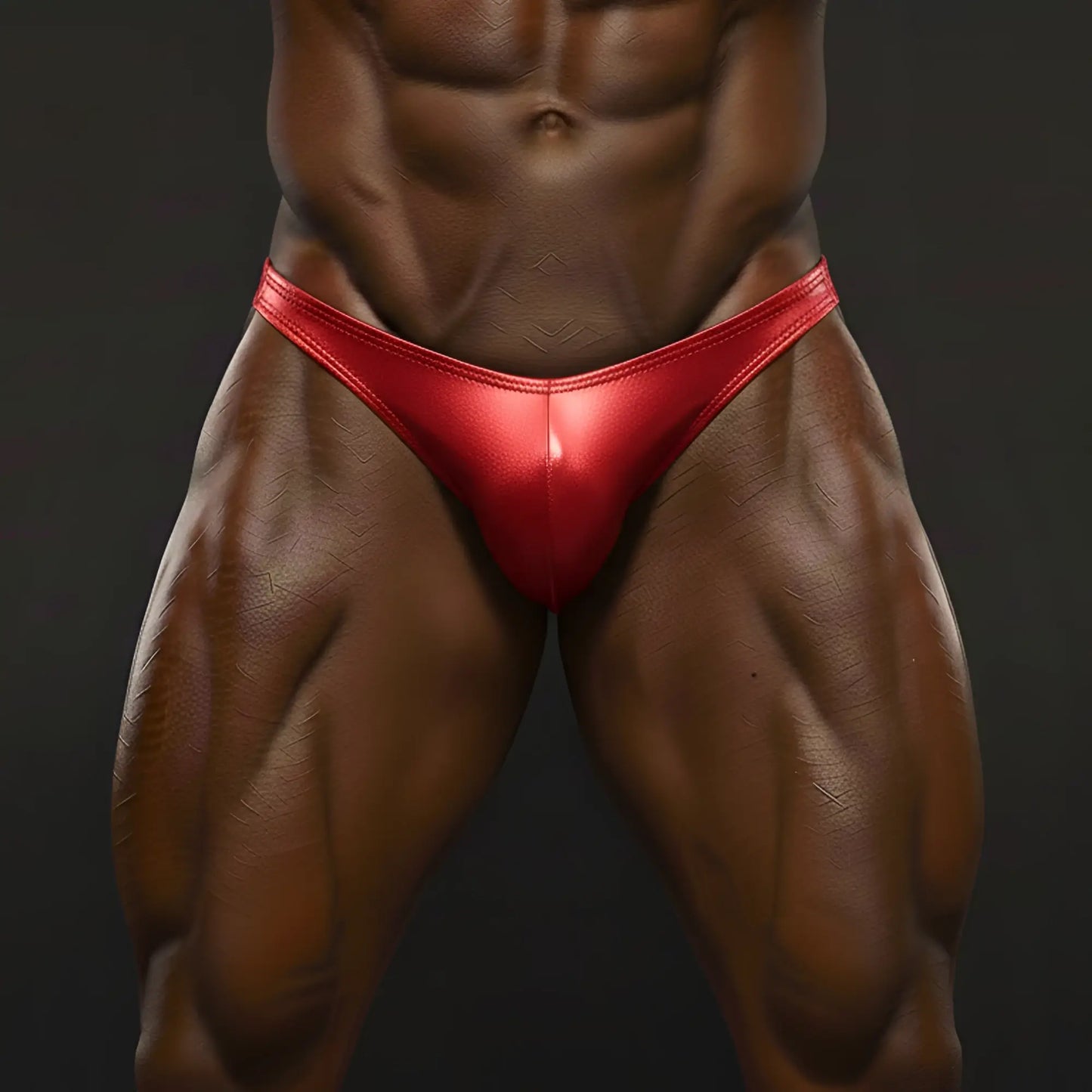 MetroMaleWear posingwear core red posing suit vibrant red glossy fabric briefs with sleek form-fitting design