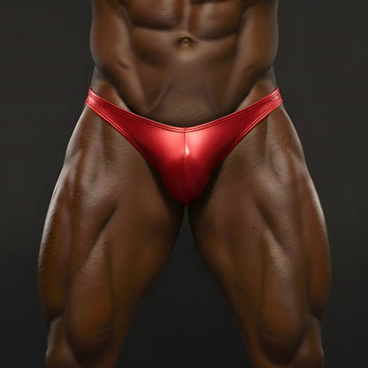 MetroMaleWear posingwear core red posing suit vibrant red glossy fabric briefs with sleek form-fitting design