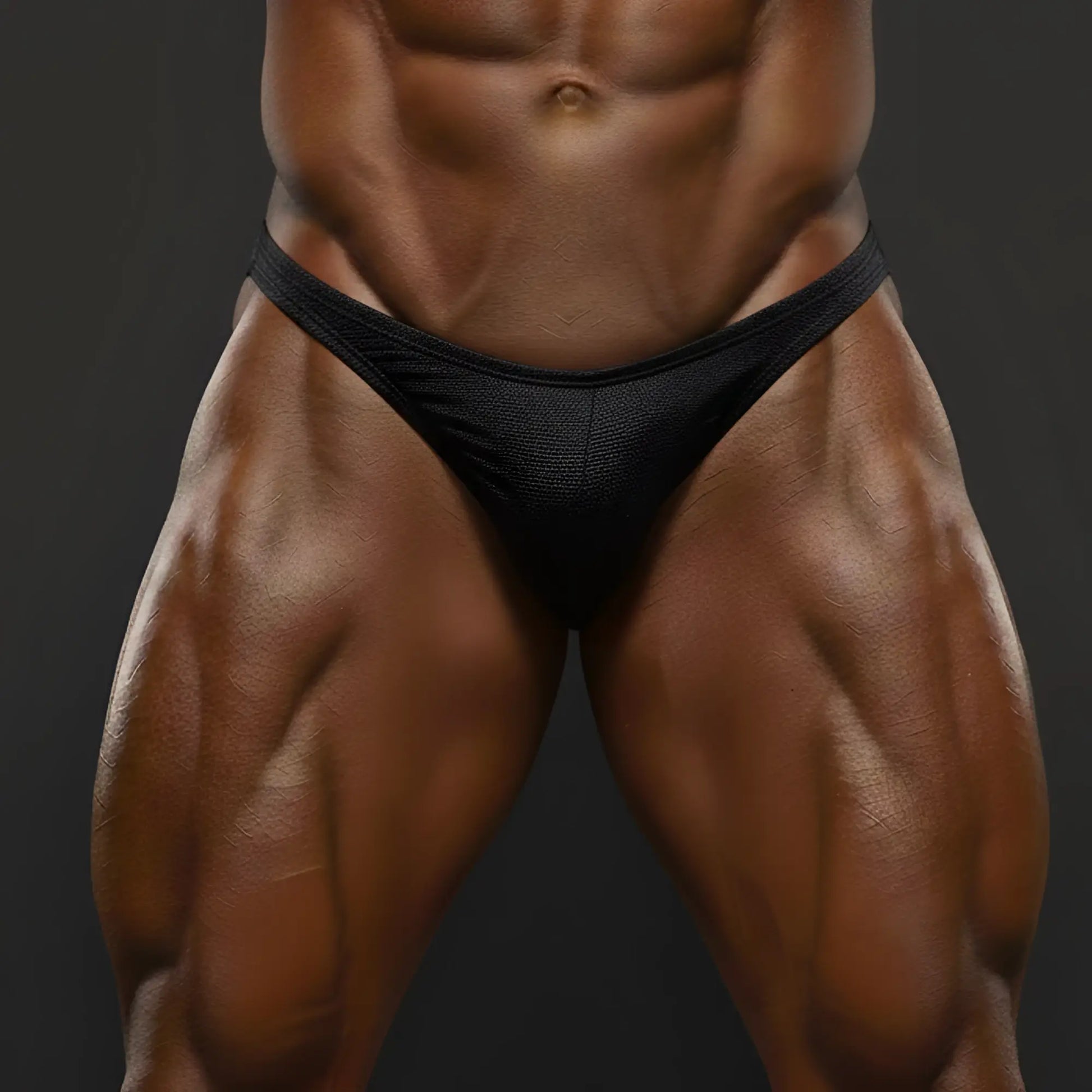 Black textured briefs by metromalewear posingwear embo posing suit designed for bodybuilding and fitness posing
