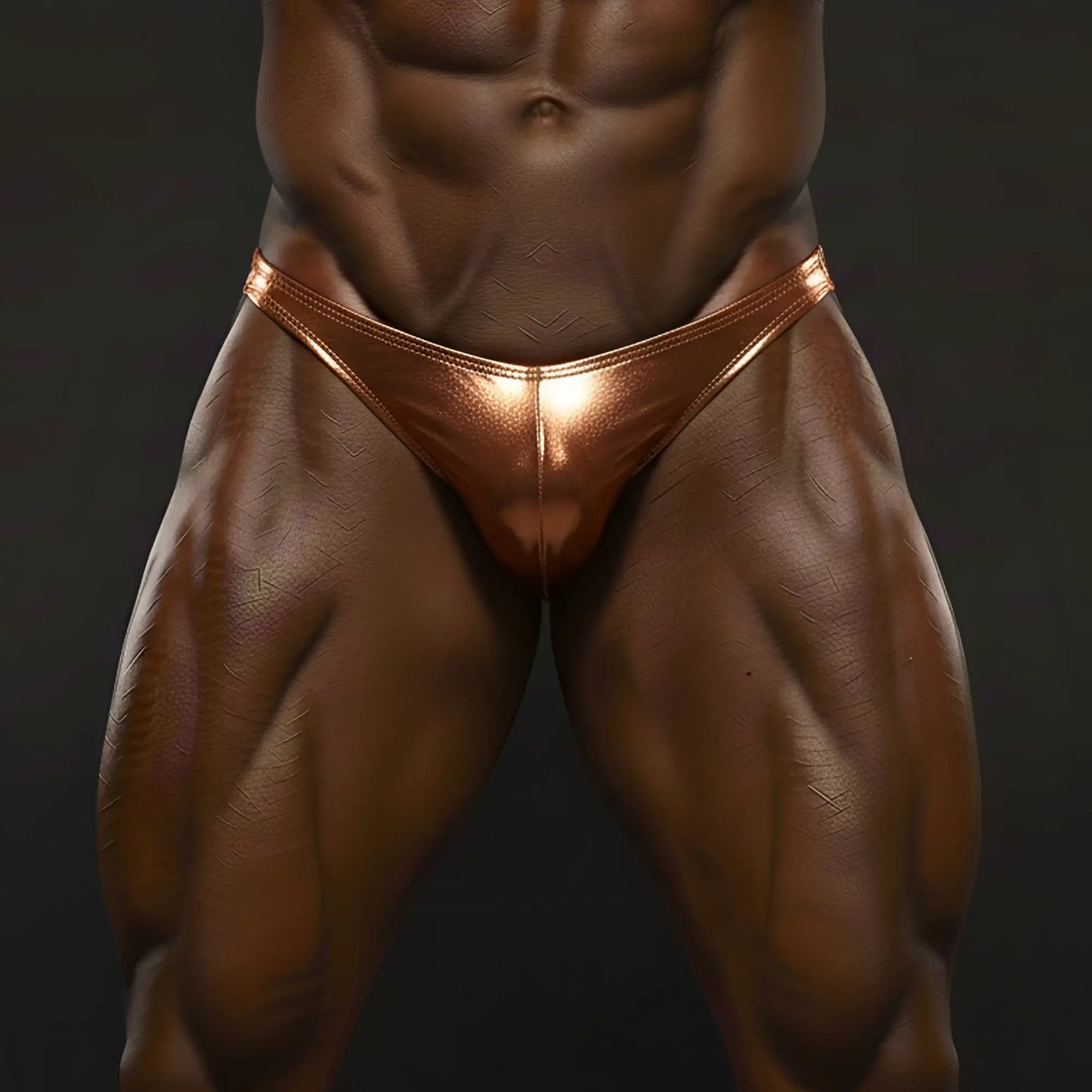 MetroMaleWear posingwear ochre posing suit shiny copper-colored metallic briefs with sleek form-fitting design