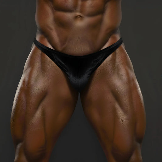 Black velvet briefs from MetroMaleWear posingwear simple black velvet posing suit for male posing use