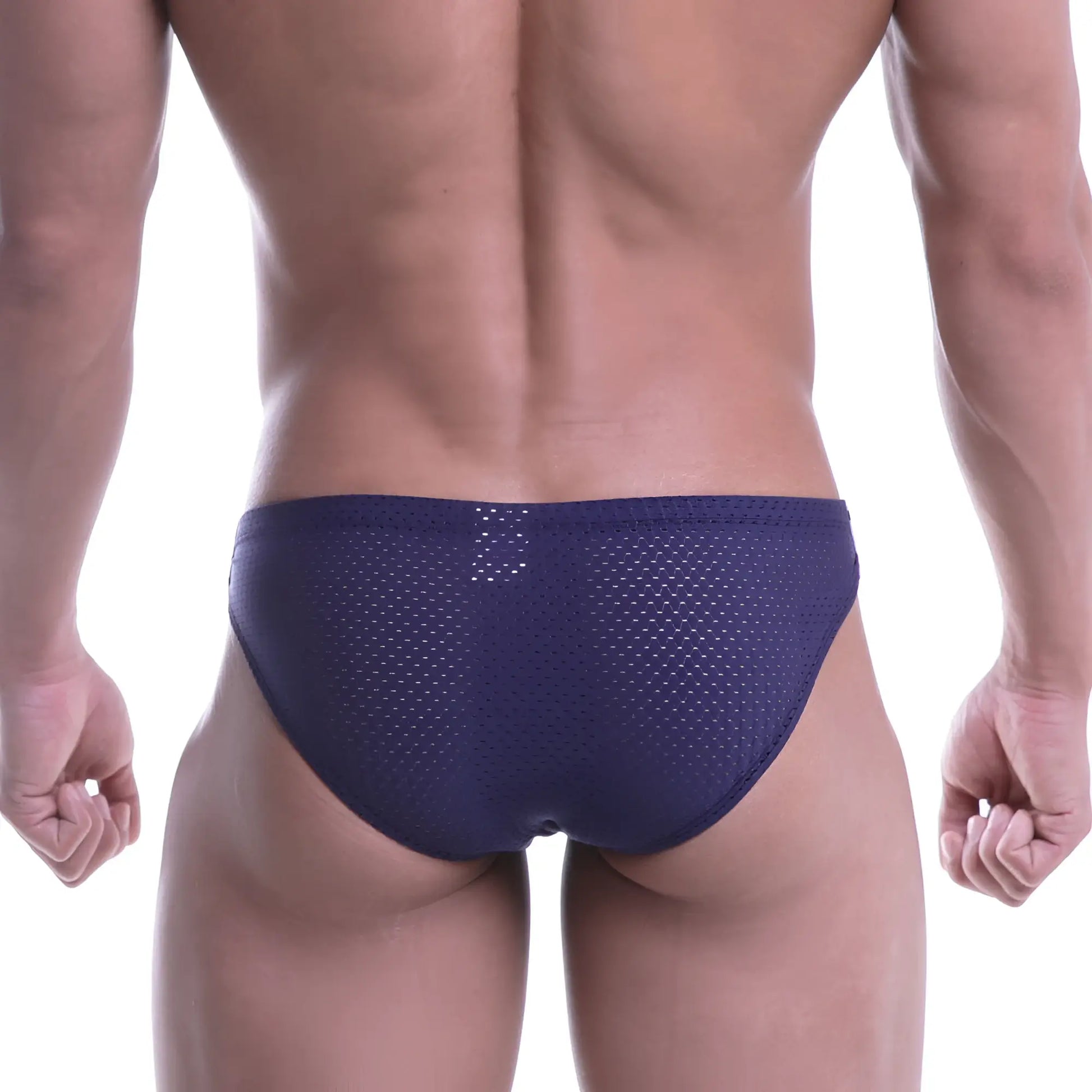 NavymaleWear puente bikini 3603-28 navy blue mesh briefs showcasing breathable lightweight fabric