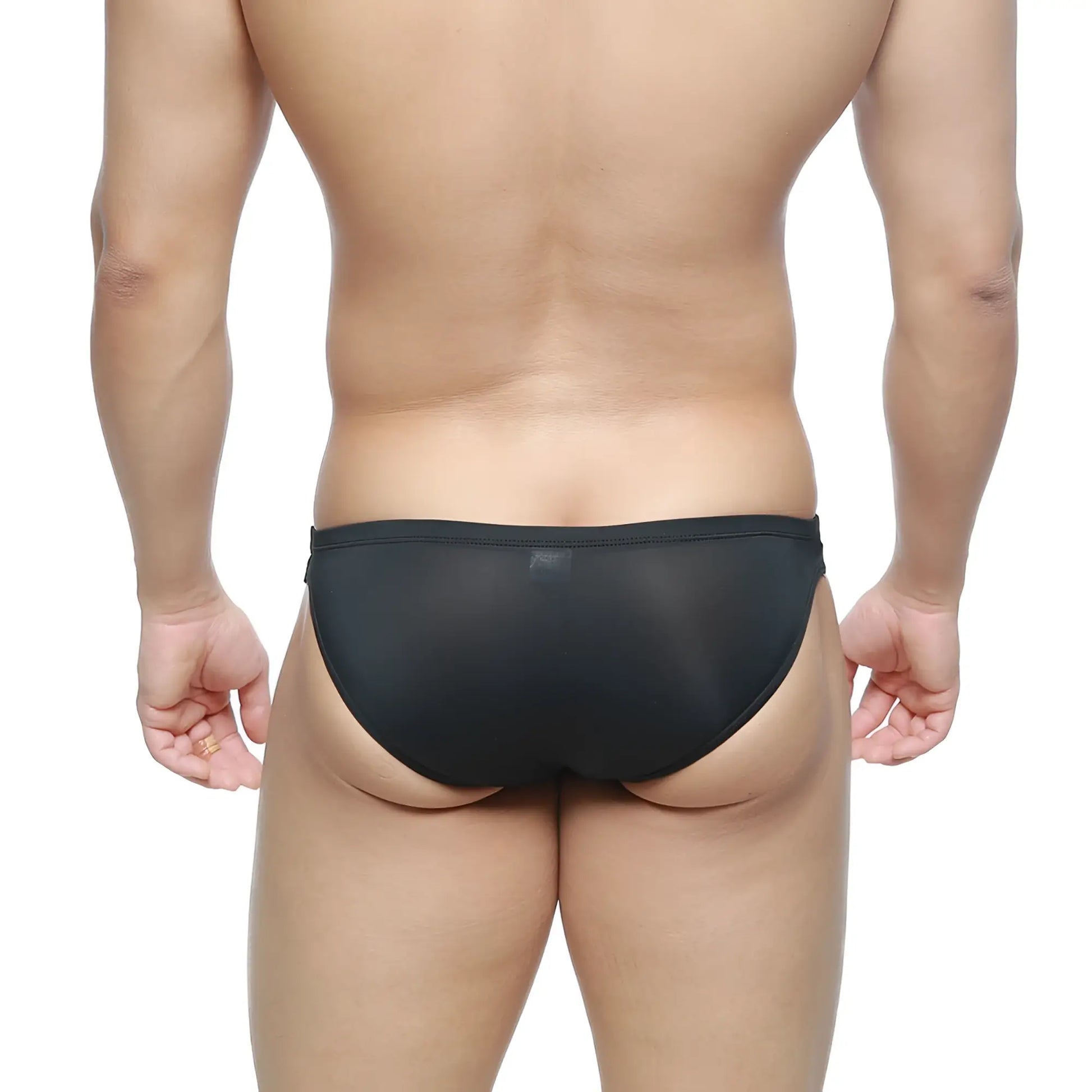 Black mesh briefs metroMalewear puente bikini passion 3603-43 sleek form fitting design front view