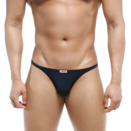 MetroMaleWear romantic bikini navy men’s thong with small red and white brand tag at the front