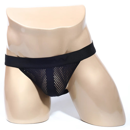 MetroMaleWear SANTACRUZ jock strap black mesh briefs with solid elastic waistband for comfortable support