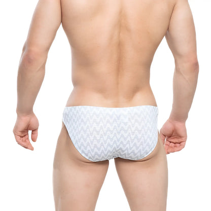 White briefs with subtle gray zigzag pattern from MetroMaleWear Senal Bikini white 5103-M44 collection