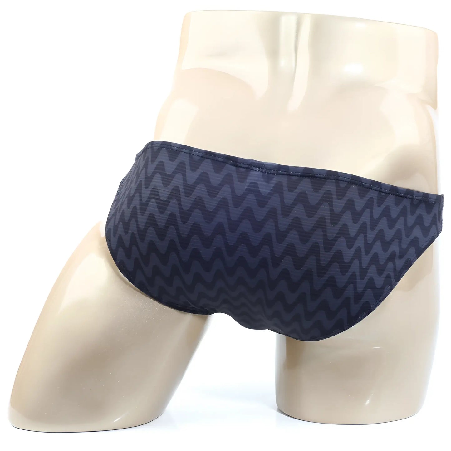Dark blue metro malewear senal lowrise bikini swim trunks with subtle zigzag pattern for stylish swimwear