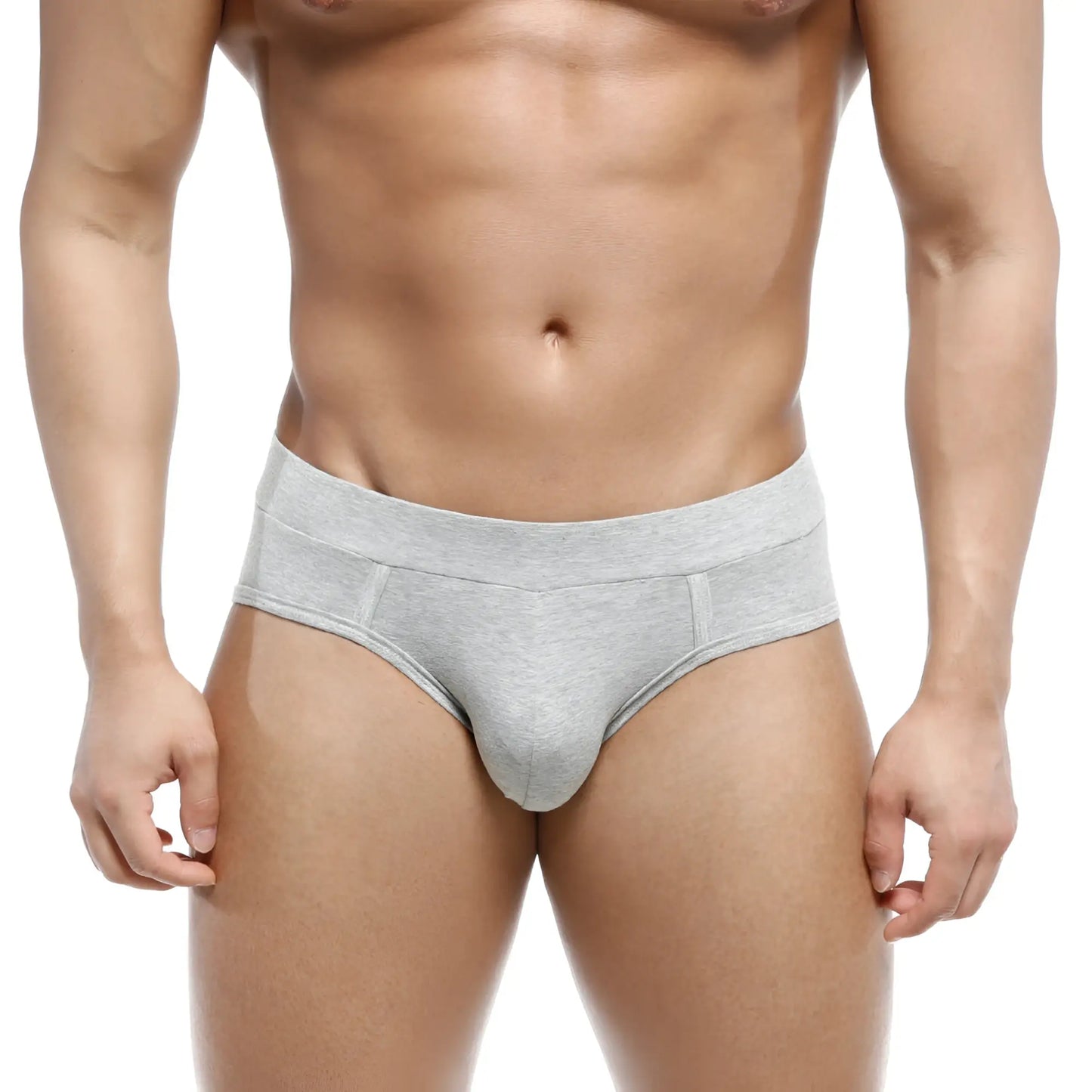 MetroMaleWear sencillo brief gray 5203-10 gray heathered cotton briefs with contoured design front view