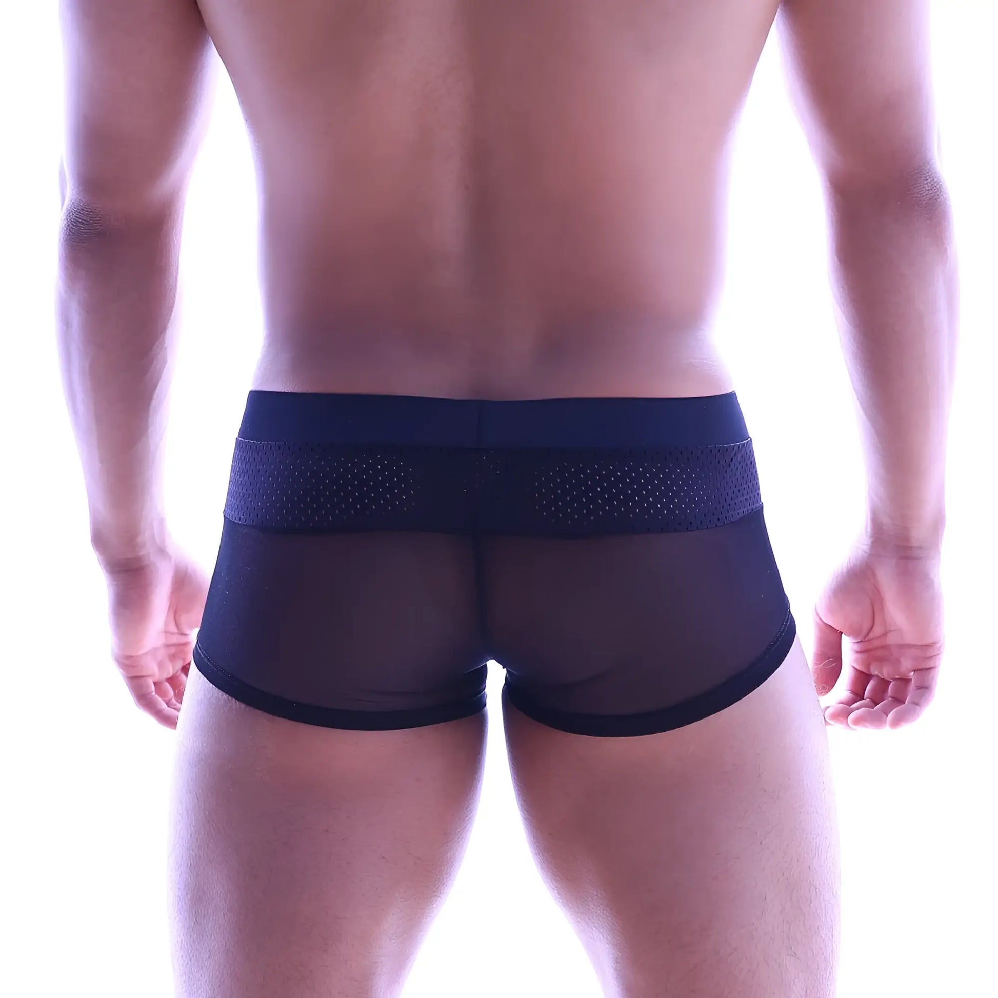 MetroMaleWear sencillo trunk black mesh briefs with a perforated waistband for breathable comfort