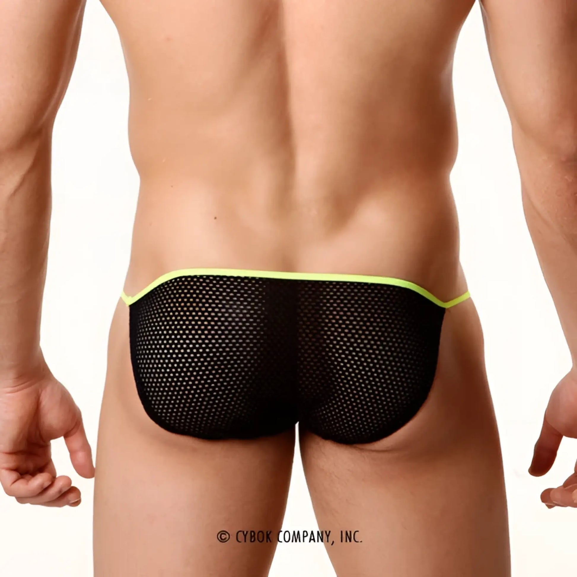 Black mesh briefs with neon green trim sheer fun bikini lime style by metromalewear for men