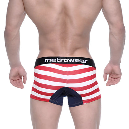 MetroMaleWear short boxer Avengers 7 red and white striped briefs with black waistband and navy crotch fabric