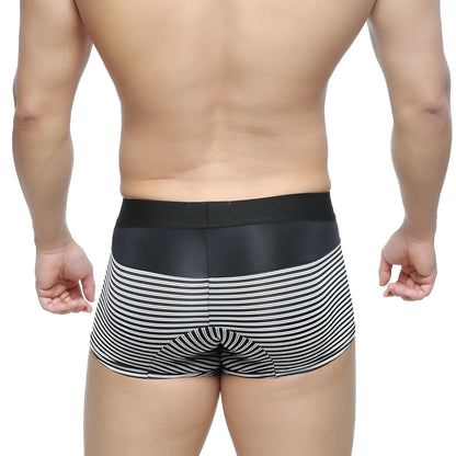 Black and white striped boxer briefs with smooth elastic waistband by metromalewear short boxer equilibrio 7 2022-50