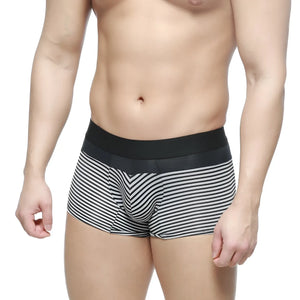 Metro malewear short boxer equilibrio 7 black and white striped boxer briefs with solid black elastic waistband