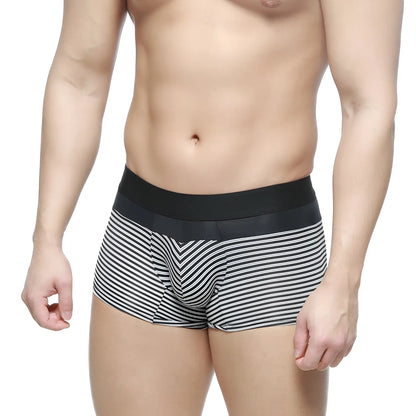Metro malewear short boxer equilibrio 7 black and white striped boxer briefs with solid black elastic waistband