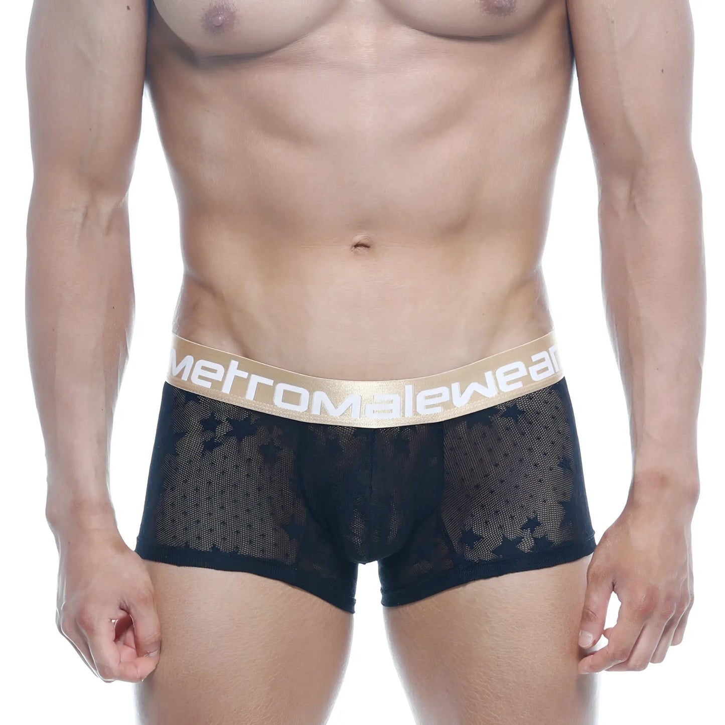 Black lace men’s briefs with gold metromalewear waistband metro malewear short boxer estella 7인치 2022-73