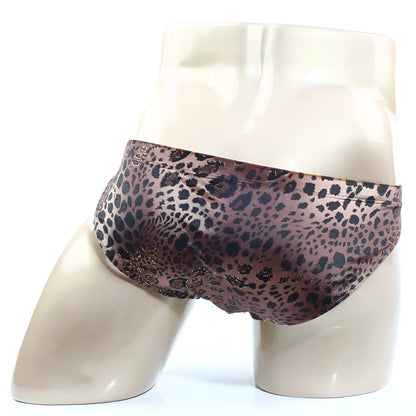 MetroMaleWear Silvestre bikini 5103-m23 brown leopard-print swim trunks with subtle sheen for men