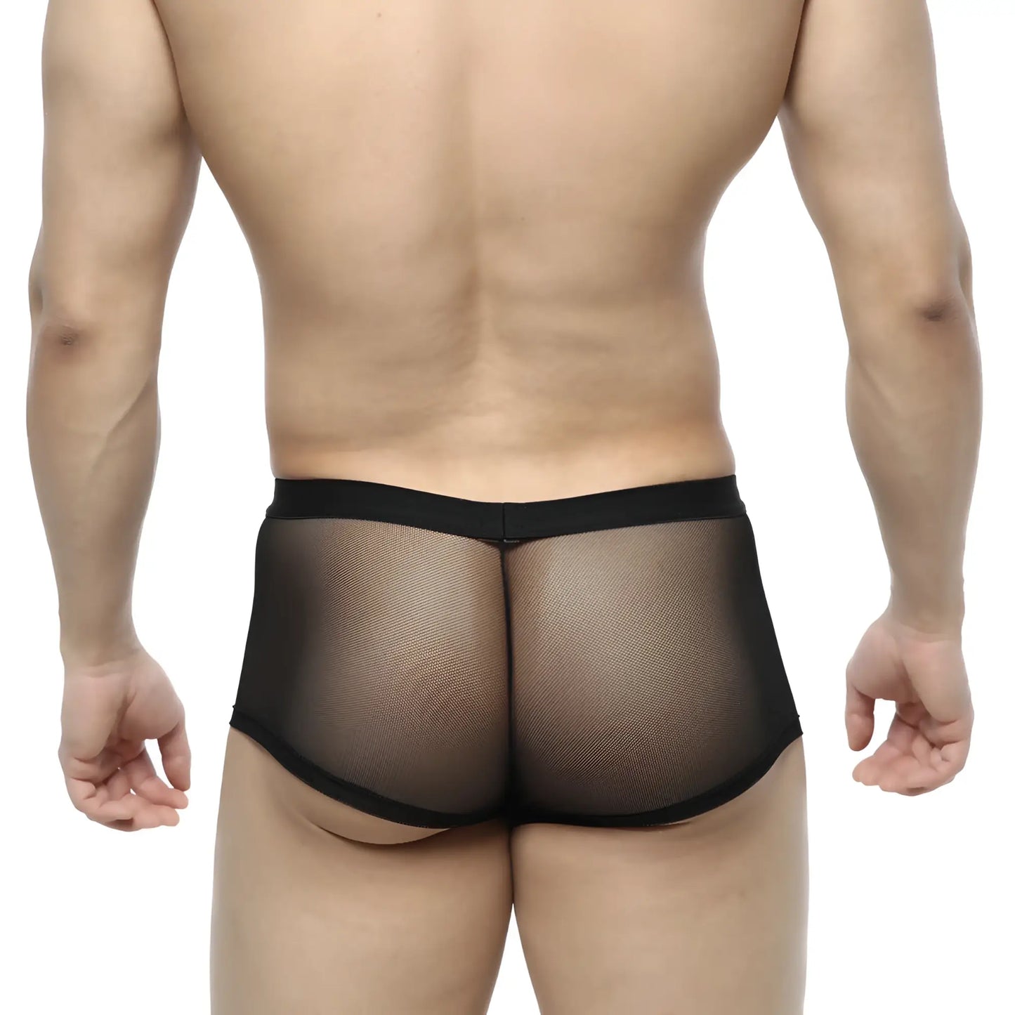 MetroMaleWear simple trunk black 1033-20 black mesh briefs with solid black waistband for comfortable wear