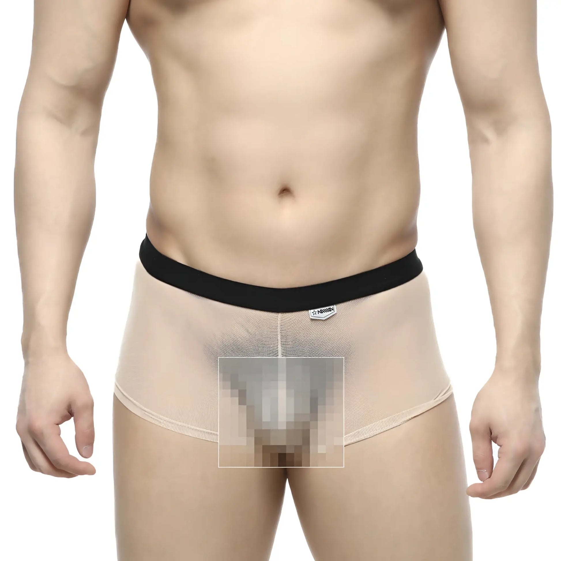 MetroMaleWear simple trunk nude 1033-02 beige mesh briefs with a black elastic waistband for comfortable wear