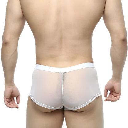 White mesh briefs with a solid white waistband by MetroMaleWear simple trunk 1033-00 for breathable comfort