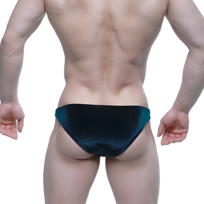 Dark teal velvet briefs metroMalewear sindbad bikini green 6003-53 showcasing soft velvet fabric and sleek design
