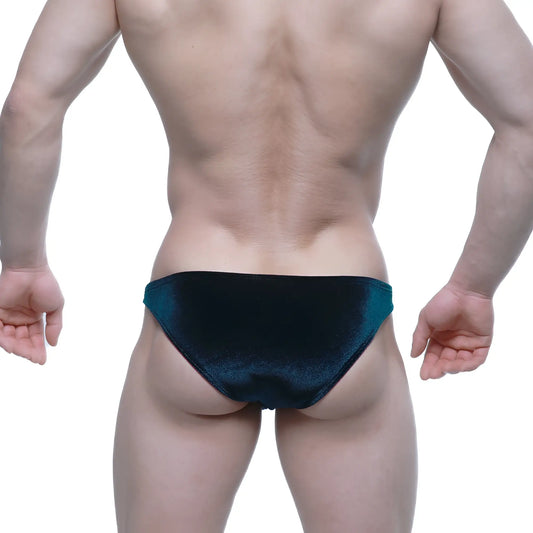 Dark teal velvet briefs metroMalewear sindbad bikini green 6003-53 showcasing soft velvet fabric and sleek design