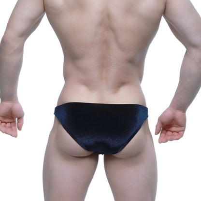 Black velvet briefs metroMalewear sindbad bikini navy 6003-52 front view with soft fabric and comfortable fit