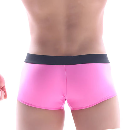 MetroMaleWear snap trunk pink 2223-02 bright pink form-fitting briefs with contrasting black elastic waistband