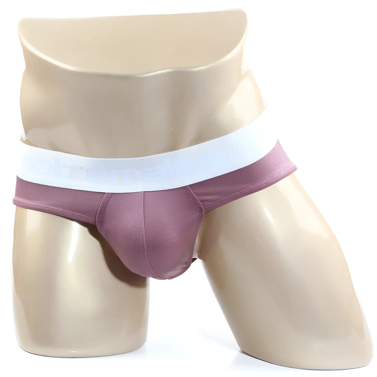 Purple satin briefs with white elastic waistband from metromalewear spark brief pink 5006-02 collection