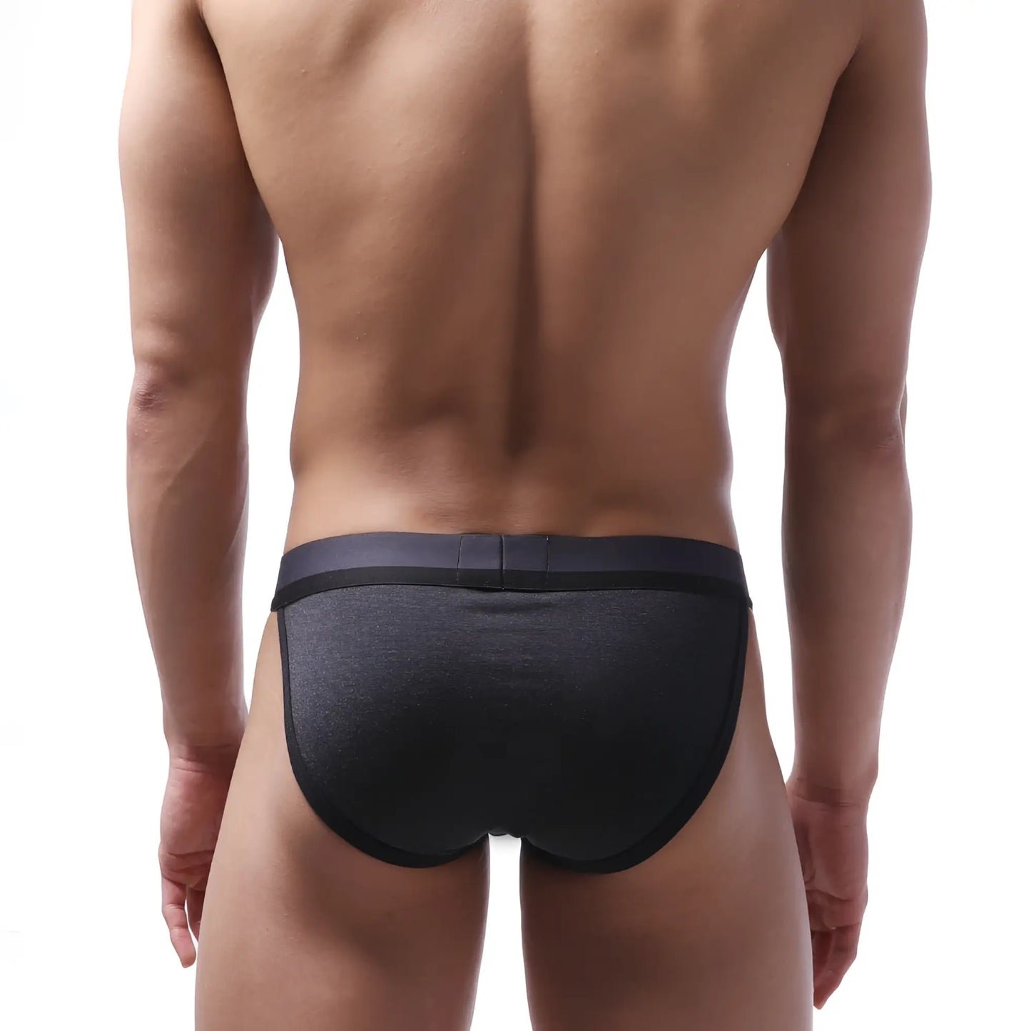 Black textured briefs with smooth elastic waistband metroMalewear sport bikini heather 3004-39 front view