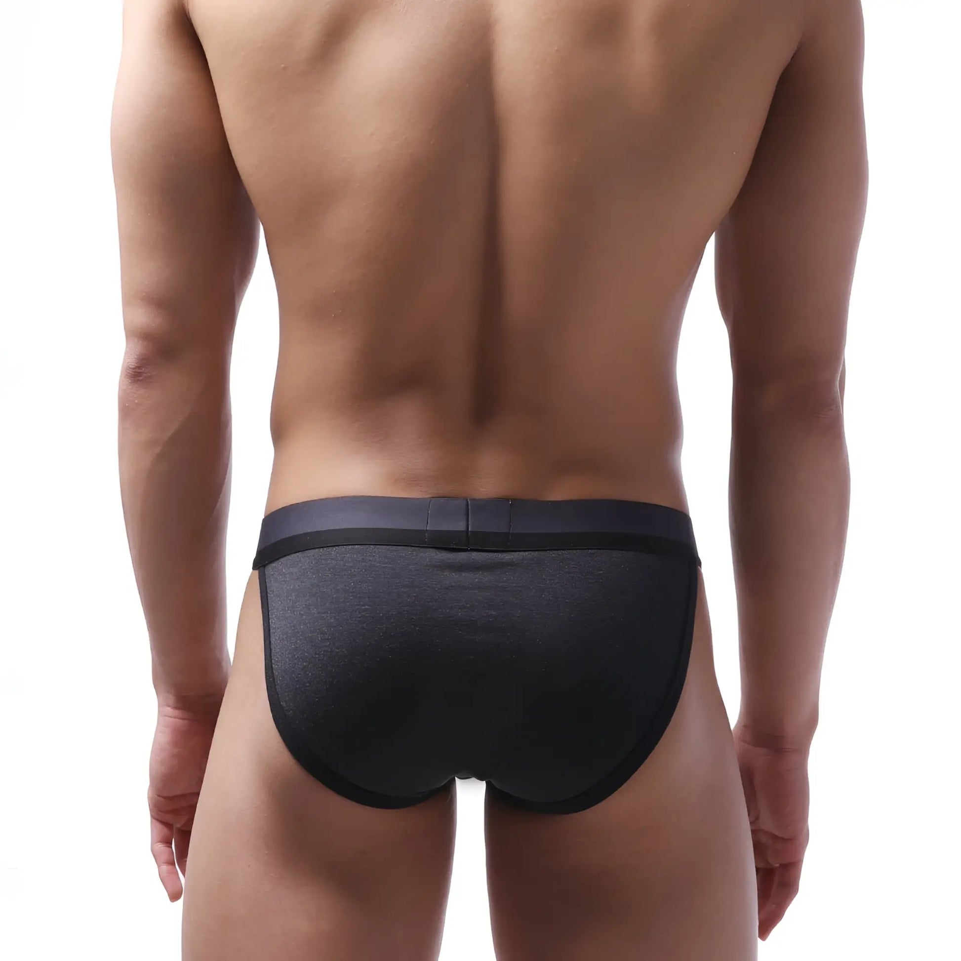 Black textured briefs with smooth elastic waistband metroMalewear sport bikini heather 3004-39 front view