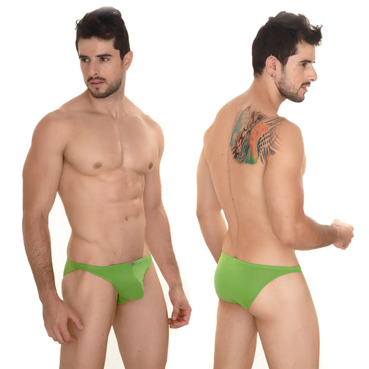 Bright green form-fitting briefs from metromalewear sunbathing bikini designed for comfort and style