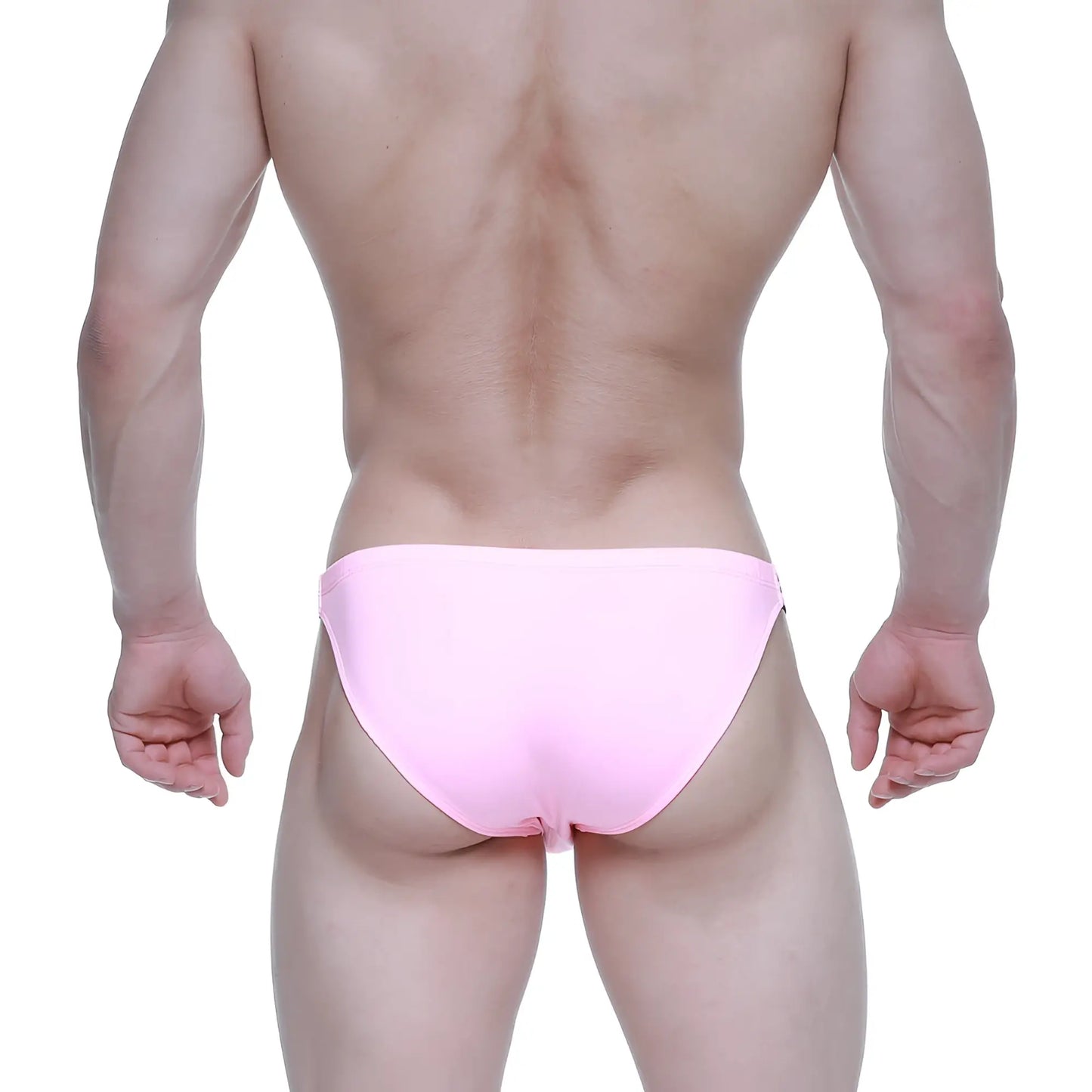 A sleek solid pink metro male wear sup bikini baby pink 3604-02 with smooth form-fitting design
