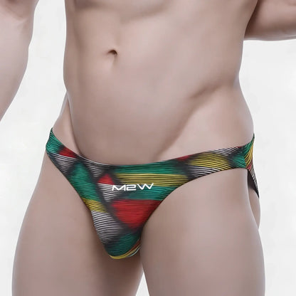 Metro male wear super lowrise bikini cebada 6115 80 colorful geometric patterned men’s briefs by m2w
