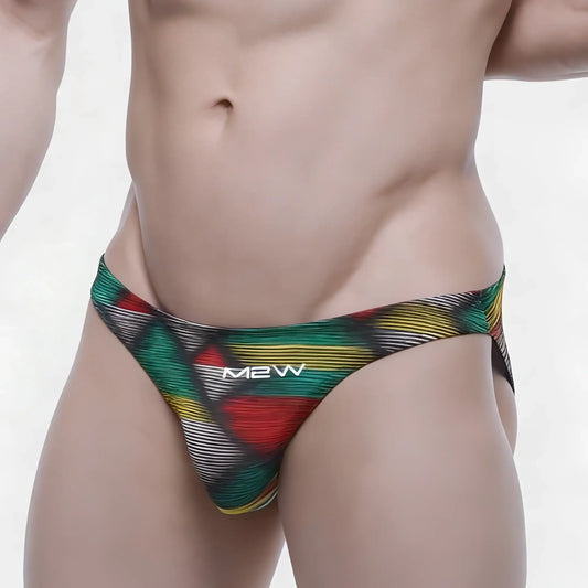Metro male wear super lowrise bikini cebada 6115 80 colorful geometric patterned men’s briefs by m2w