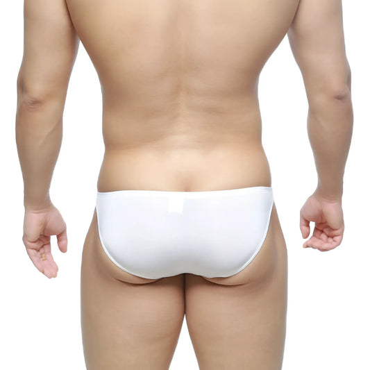 White form-fitting seamless briefs by MetroMaleWear super lowrise bikini 6115-00 designed for comfort and style