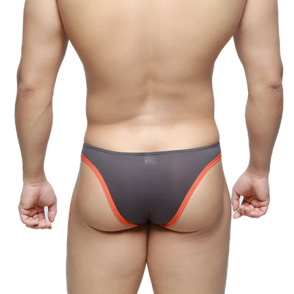 Gray mesh briefs with vibrant orange trim by metromalewear top bikini for comfortable stylish underwear use