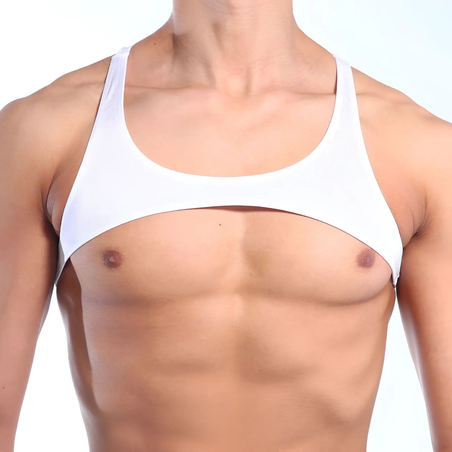 MetroMaleWear top y white 3129-00 white form-fitting tank top with wide shoulder straps and scoop neckline