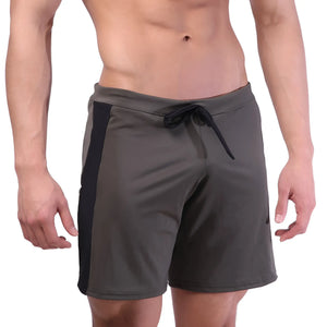 Dark gray metro malewear trainer shorts khaki 4713-26 with black side panels and matching drawstring waistband