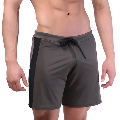 Dark gray metro malewear trainer shorts khaki 4713-26 with black side panels and matching drawstring waistband