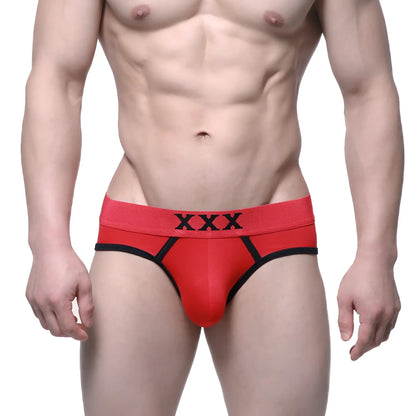 MetroMaleWear triple x hip brief 8003-12 in red and black with snug fit men’s stretchy underwear