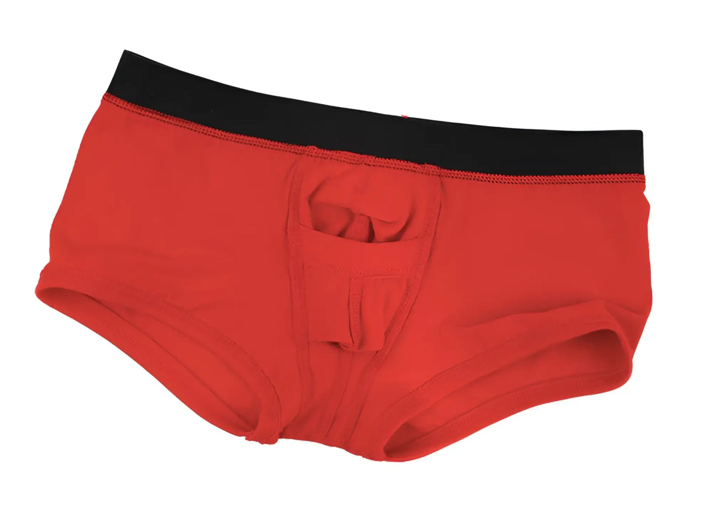 Red briefs metro male wear uphole short boxer 3030-12 with black elastic waistband and central pouch design