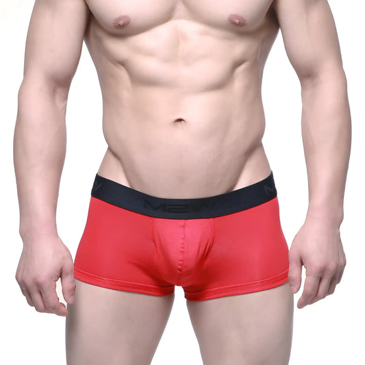 Red mens briefs with a black elastic waistband featuring the mexx logo metroMaleWear Uphole short boxer red 3030-12